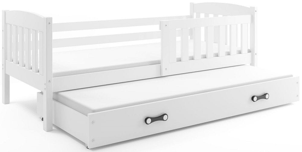 eoshop Detská posteľ s prístelkou KUBUS 2 90x200 cm, biela/biela (Voľba matraca: Penový matrac)